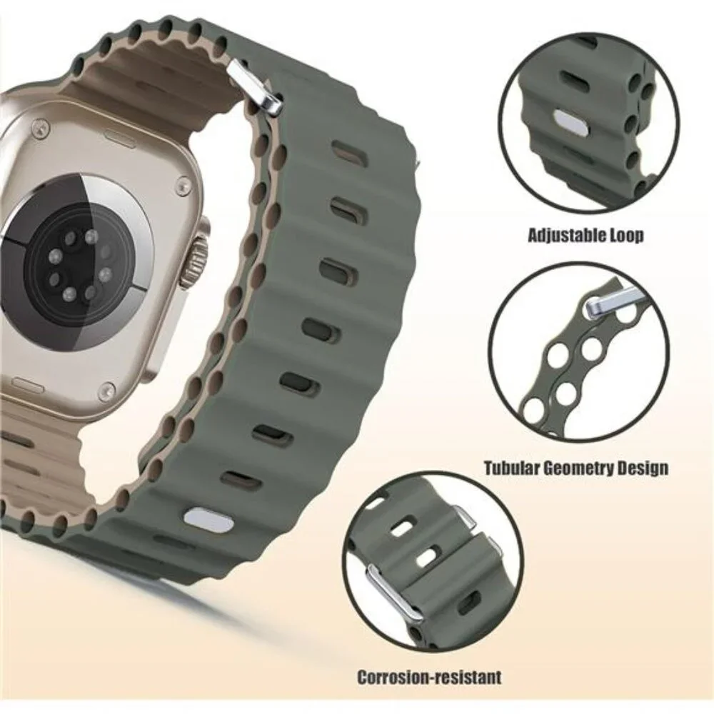 Sport Soft Silicone Compatible with Apple Watch Ocean Band Wristband Ultra 9 8 7